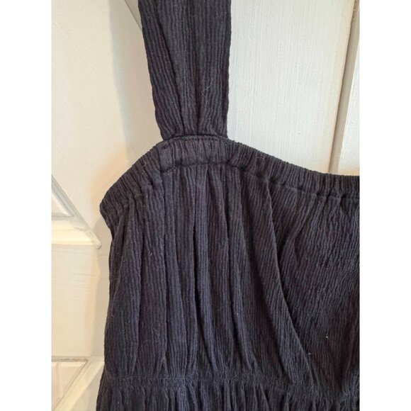 NWT Loft Black Poplin Smocked Peplum Tank Top Womens Size Large - Picture 2 of 7